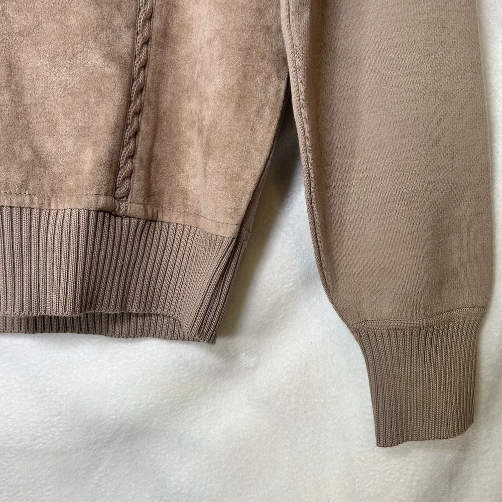 VTG 80s Lansons Of Florida Tan 100% Zephyr Wool Ultra Suede Sweater‎ Top Size S